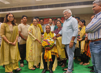 A dinner was graciously hosted by Smt. Narmada Jonnalagadda at Manjeera on September 8, 2026, in honor of the Global NRI community. On this occasion, Hon'ble Minister Smt. Savita Garu felicitated Shri Komati Jayaram.