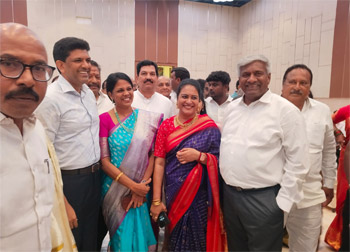 Shri Komati Jayaram, along with other distinguished dignitaries, attended the engagement ceremony of the son of TDP official spokesperson Shri Appasani Rajesh and blessed the bride and groom.