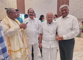 Shri Komati Jayaram, along with other distinguished dignitaries, attended the engagement ceremony of the son of TDP official spokesperson Shri Appasani Rajesh and blessed the bride and groom.